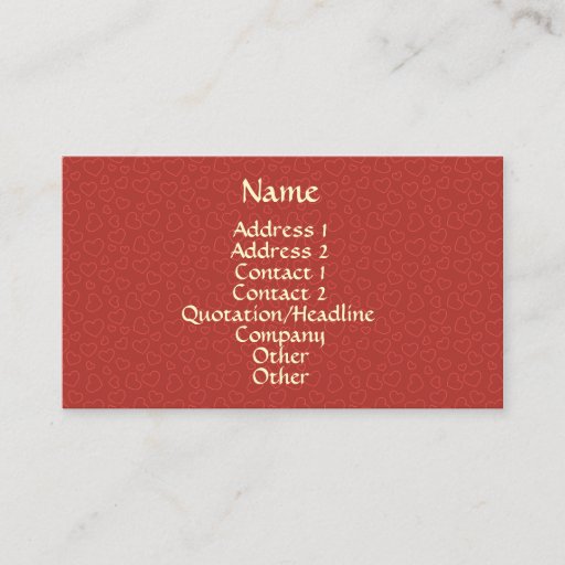 Customizable Tiny Red Hearts Pattern Business Card