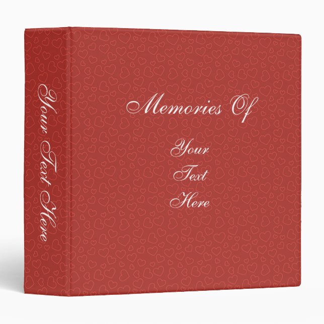 Tiny Red Hearts Personalized Memories 3 Ring Binder (Front/Spine)