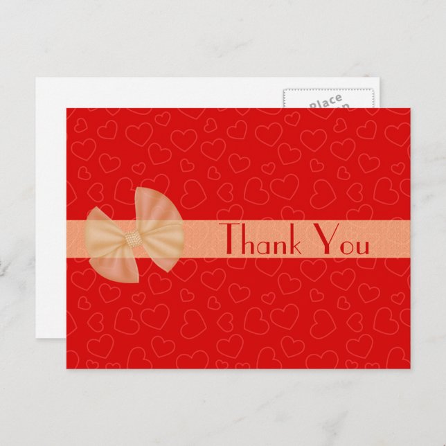 Tiny Red Hearts Thank You Postcard (Front/Back)