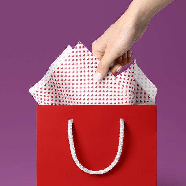 Tiny Red Hearts Valentines Day Gift Tissue Paper (tiny red hearts patterned tissue paper for Valentine's Day gift wrapping)