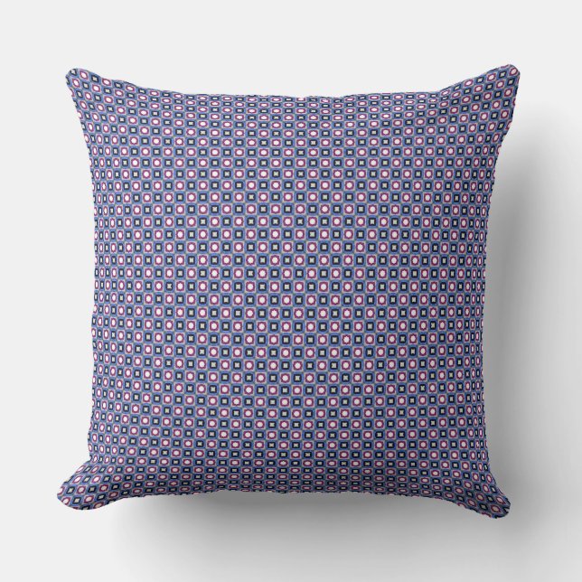 Tiny Red Purple Stars and Blue Squares  Throw Pillow (Front)