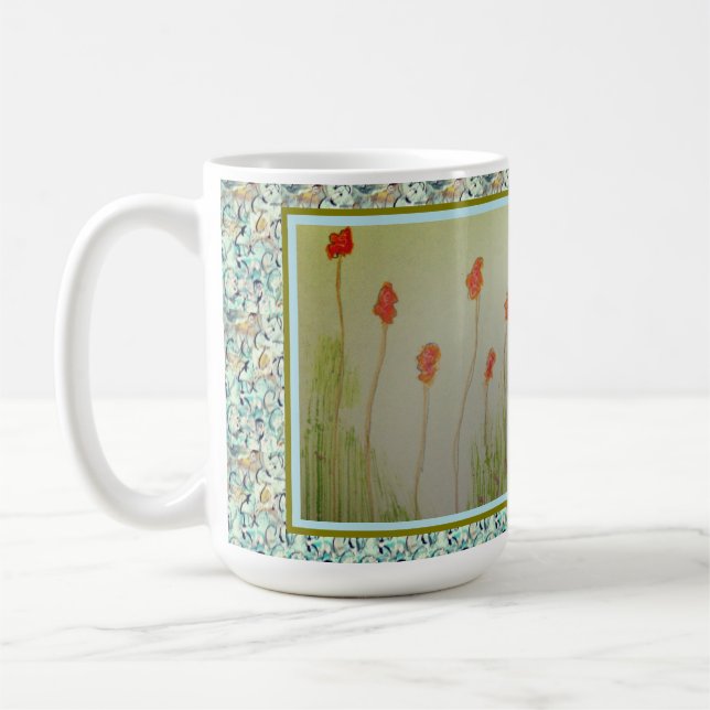 Tiny Red Wildflowers Coffee Mug (Left)