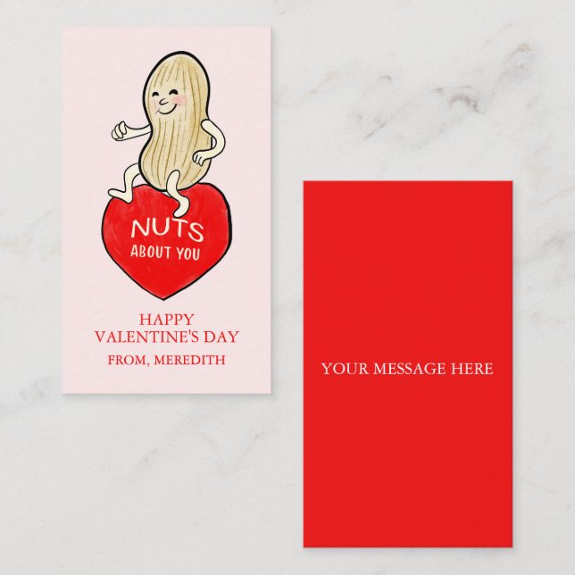Tiny Retro Mid Century Nuts About You Valentine Note Card (Front/Back)