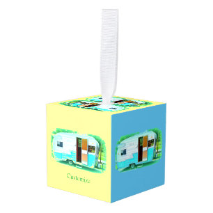 Tiny Retro Vintage caravan camper Cube Ornament