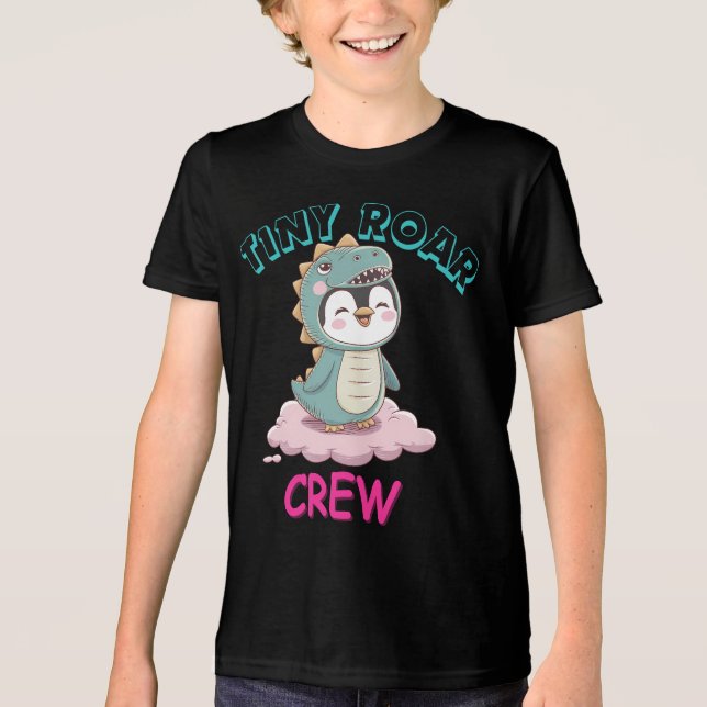 Tiny Roar Crew Dino Penguin T-Shirt – Cute Kawaii  Tri-Blend Shirt (Front)