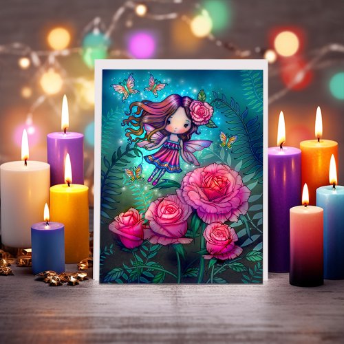 Tiny Rose Fairy Fantasy Art by Molly Harrison Card