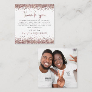 TINY Rose Gold Glitter Photo Engagement Thank You Note Card
