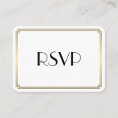 Tiny Round Gatsby Art Deco Gold Wedding RSVP Enclosure Card (Back)