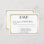 Tiny Round Gatsby Art Deco Gold Wedding RSVP Enclosure Card (Front/Back)