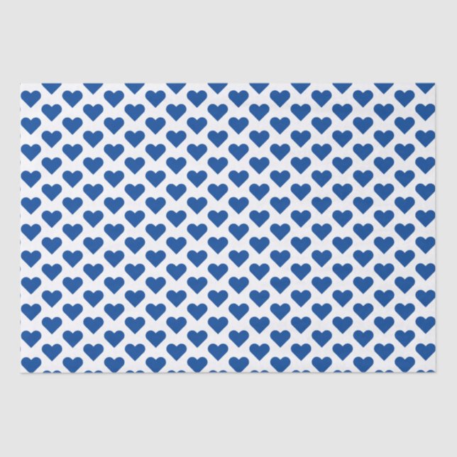 Tiny Royal Blue Hearts Pattern Tissue Paper (Front)