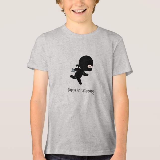 Tiny Running Ninja in Training Tri-Blend Shirt (Front)