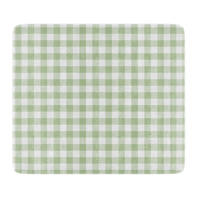 Tiny Sage and White Gingham Cutting Board (Front)