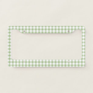 Tiny Sage and White Gingham License Plate Frame