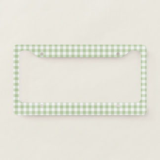 Tiny Sage and White Gingham License Plate Frame