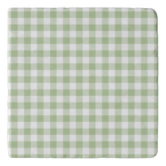 Tiny Sage and White Gingham Trivet