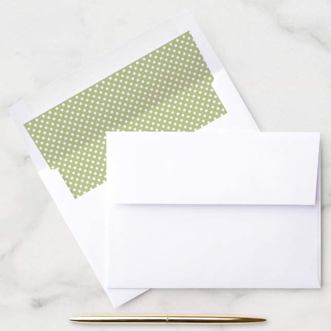 Tiny Sage Green and White Polka Dot Pattern Envelope Liner (Desk)
