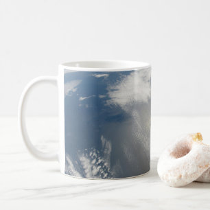 Tiny Satellites Orbit Above A Part Of Earth. Coffee Mug