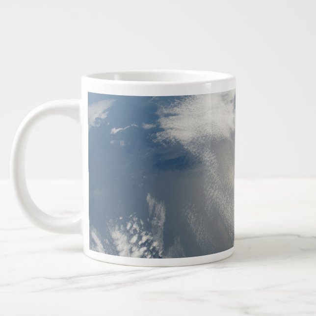 Tiny Satellites Orbit Above A Part Of Earth. Giant Coffee Mug (Left)