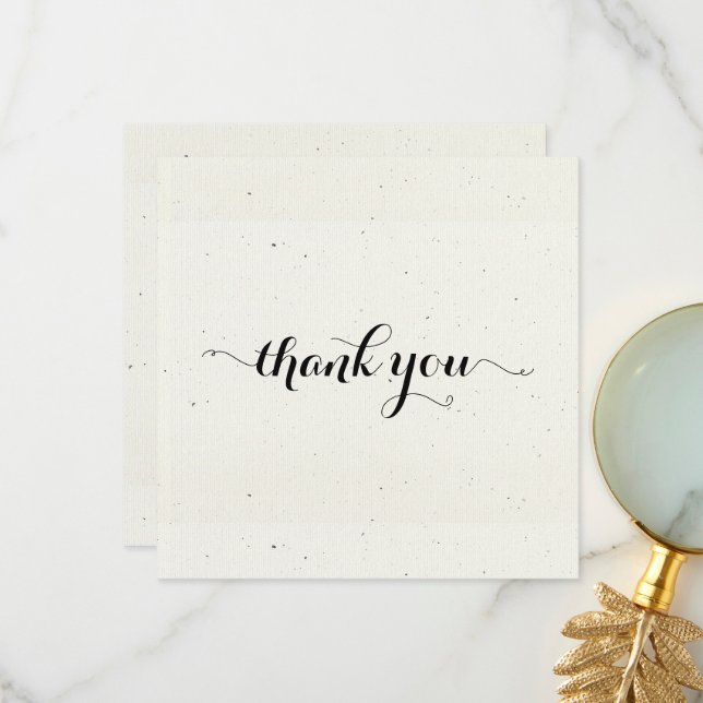 Tiny Scattered Black Dots Folded Thank You Card (Front/Back In Situ)