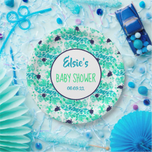 Tiny Sea Turtles , Gender Neutral Baby Shower Paper Plates