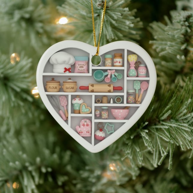 Tiny Shelves: Baker Edition graphic print Baking Ceramic Ornament (Tree)