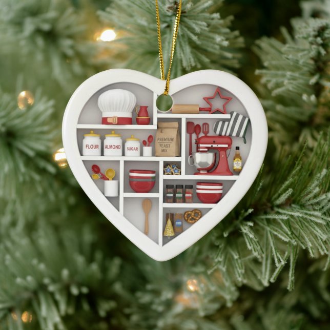 Tiny Shelves: Baking edition 2D print Love to Bake Ceramic Ornament (Tree)