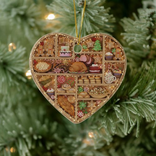 Tiny Shelves: Christmas Food edition 2D print Xmas Ceramic Ornament