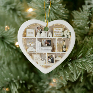 Tiny Shelves Just Married First Christmas Together Ceramic Ornament