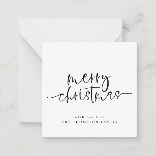 TINY SIZE Any Color Merry Christmas Flat Square Note Card