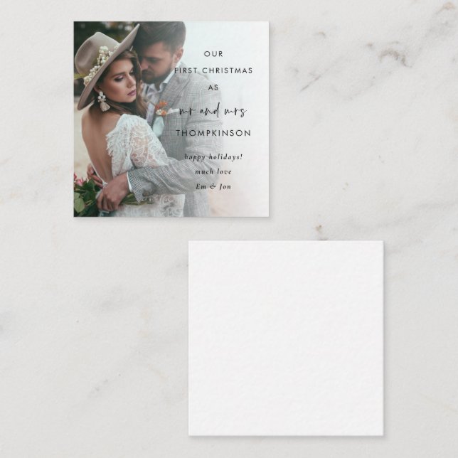 TINY SIZE | First Christmas Mr Mrs Photo Note Card (Front/Back)