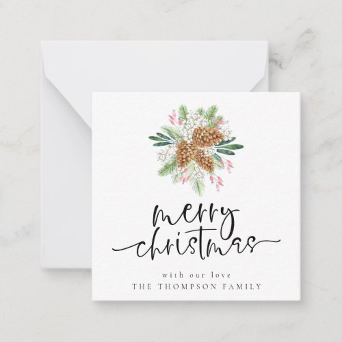 TINY SIZE  Pine Cone Merry Christmas Holiday Card