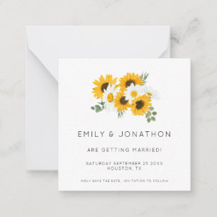 TINY SIZE   Rustic Sunflowers Yellow Save The Date Note Card