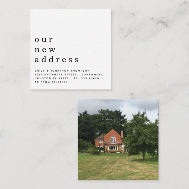 TINY SIZE | Simple Photo Moving New Address Note Card (Front/Back)