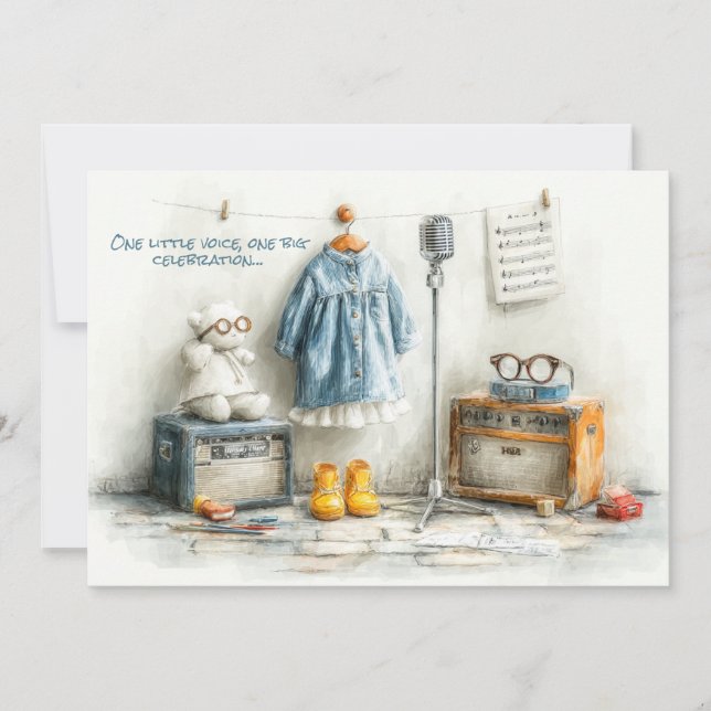 Tiny Songbird – 1st Birthday Girl Invitation (Front)