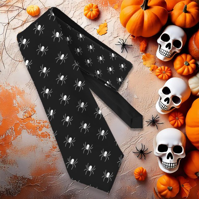 Tiny Spiders Pattern White ID944 Neck Tie (Creator Uploaded)