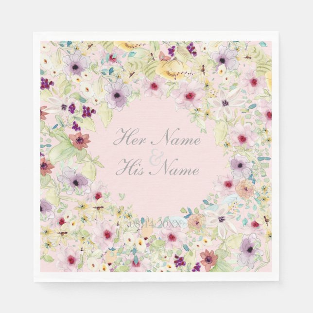 Tiny Spring Flower Wedding Napkins (Front)