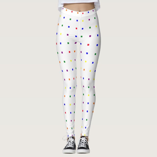 Tiny Squares Pattern Pride Colors Leggings (Front)