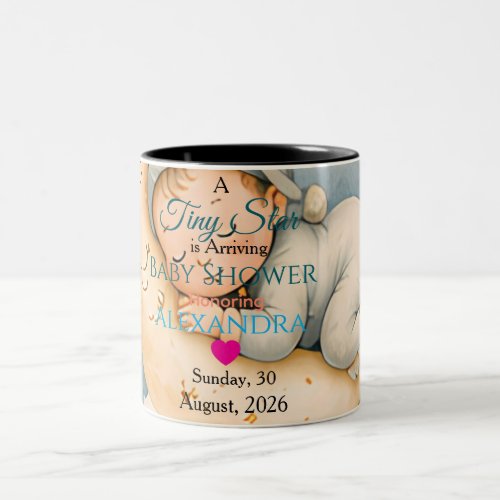 Tiny Star Is Arriving Baby Shower Collection Two-Tone Coffee Mug
