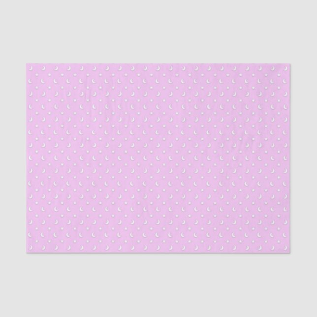 Tiny Stars and Moons on Light Purple Pink Tissue Paper (Front)