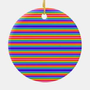 Tiny Stripes of Rainbow Colors Ceramic Ornament