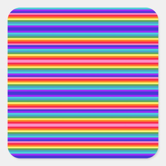 Tiny Stripes of Rainbow Colors Square Sticker (Front)