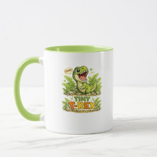Tiny T-Rex Cute Dinosaur Coffee Mug (Left)