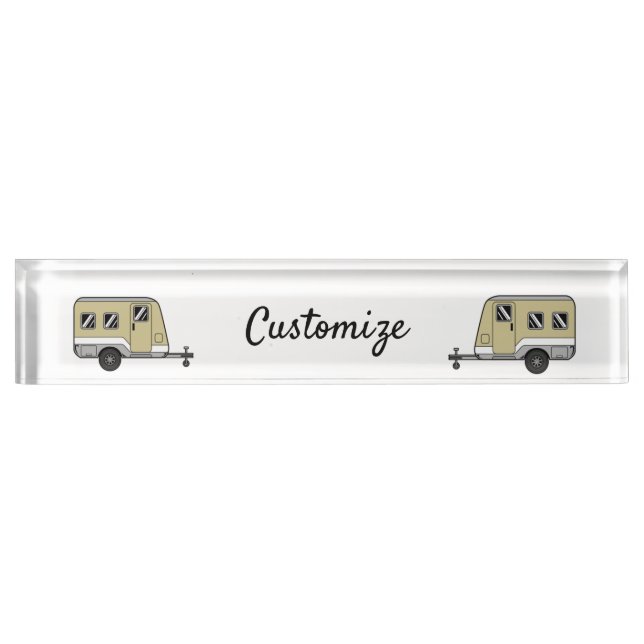 Tiny Tan Caravan Camper Thunder_Cove  Desk Name Plate (Front)