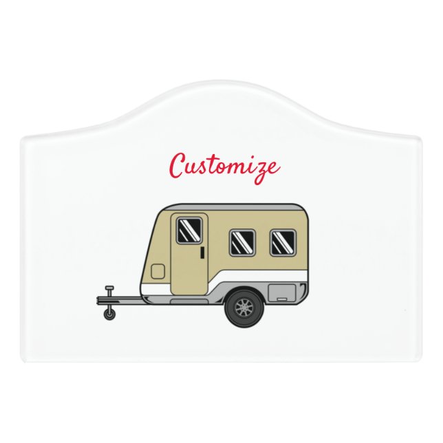 Tiny Tan Caravan Camper Thunder_Cove Door Sign (Small Crest Front)