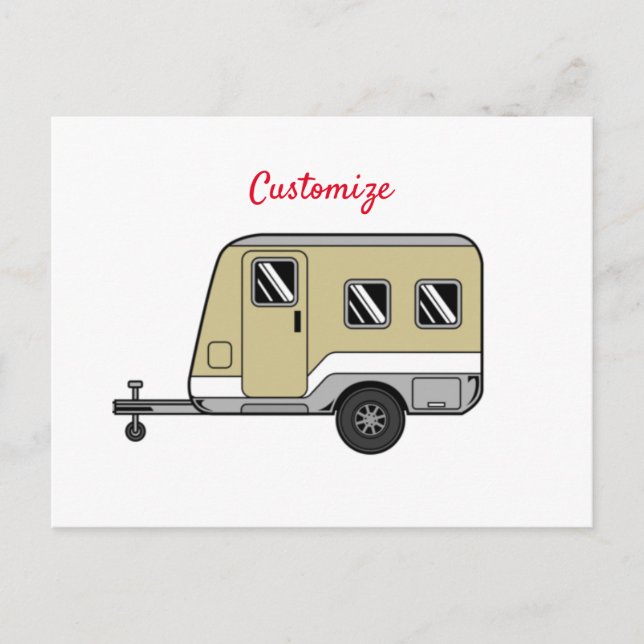 Tiny Tan Caravan Camper Thunder_Cove Postcard (Front)