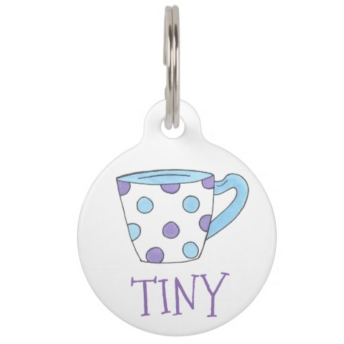 Tiny Teacup Tea Cup Party Polka Dot Dog Pet Tag