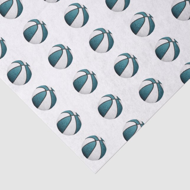 tiny teal white basketballs pattern tissue paper (Detail)