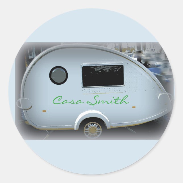 Tiny teardrop trailer  gypsy caravan classic round sticker (Front)
