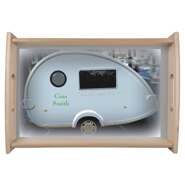 tiny teardrop trailer  gypsy caravan serving tray (Front)