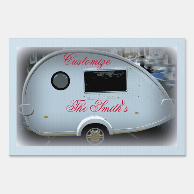 Tiny teardrop trailer  gypsy caravan sign (Front)